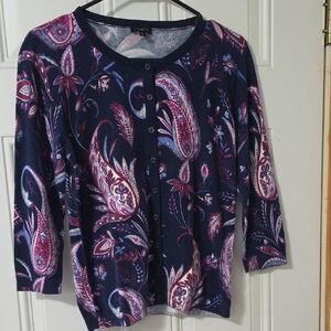 Talbots Blue and Pink Knit Sweater